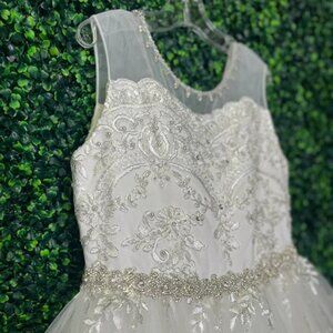 Princess Daliana Designer Lace Rhinestone Communion Dress / Flower Girl Dress